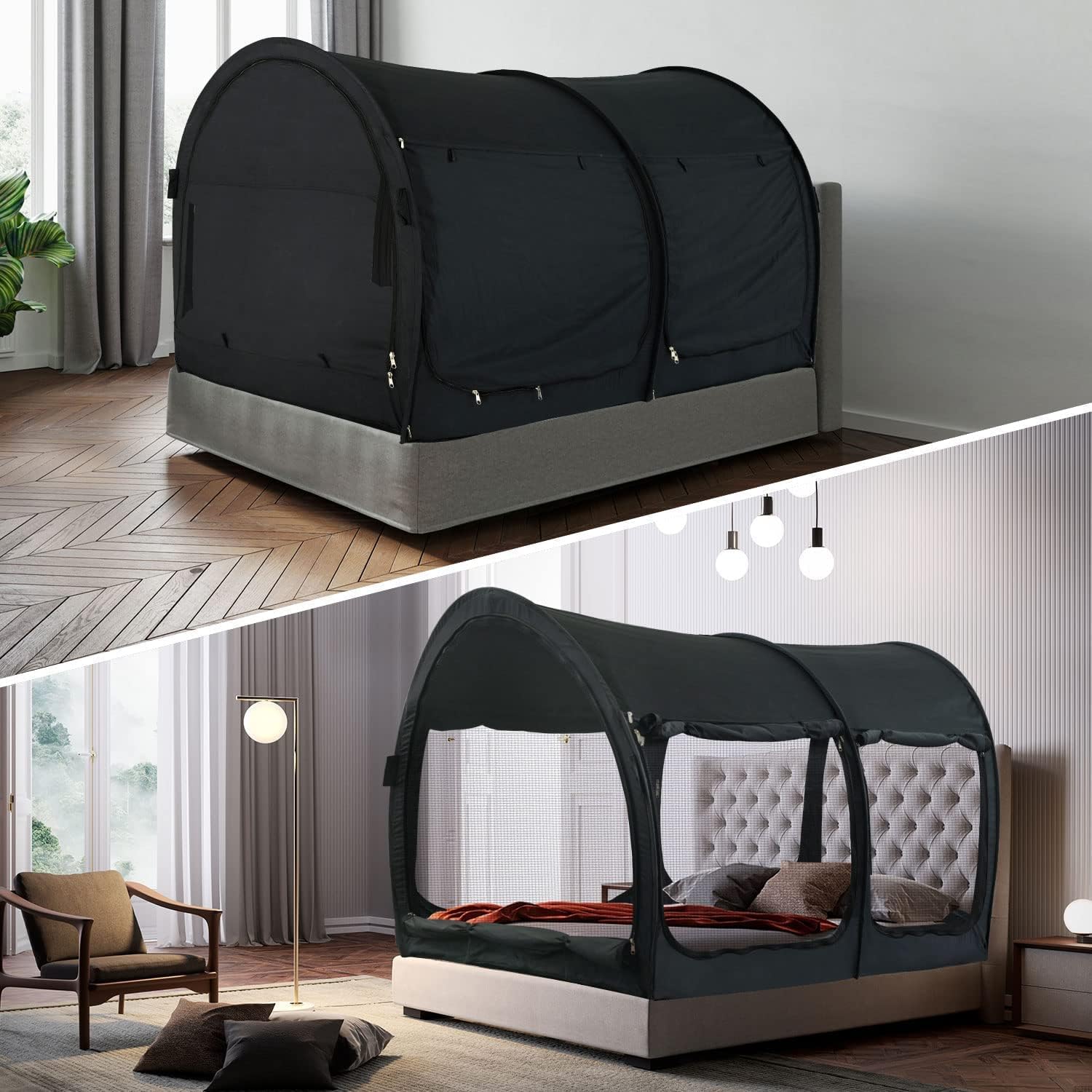 ベッドテント190x99cm 室内テント 大人用 蚊帳 ベッドキャノピー シェルター キャビン 屋内 プライバシー ポップアップ 暖かい 通気性 子供用 花粉対策 安眠改善対策 お家遮光テント 虫よけ｜Funny Life 店