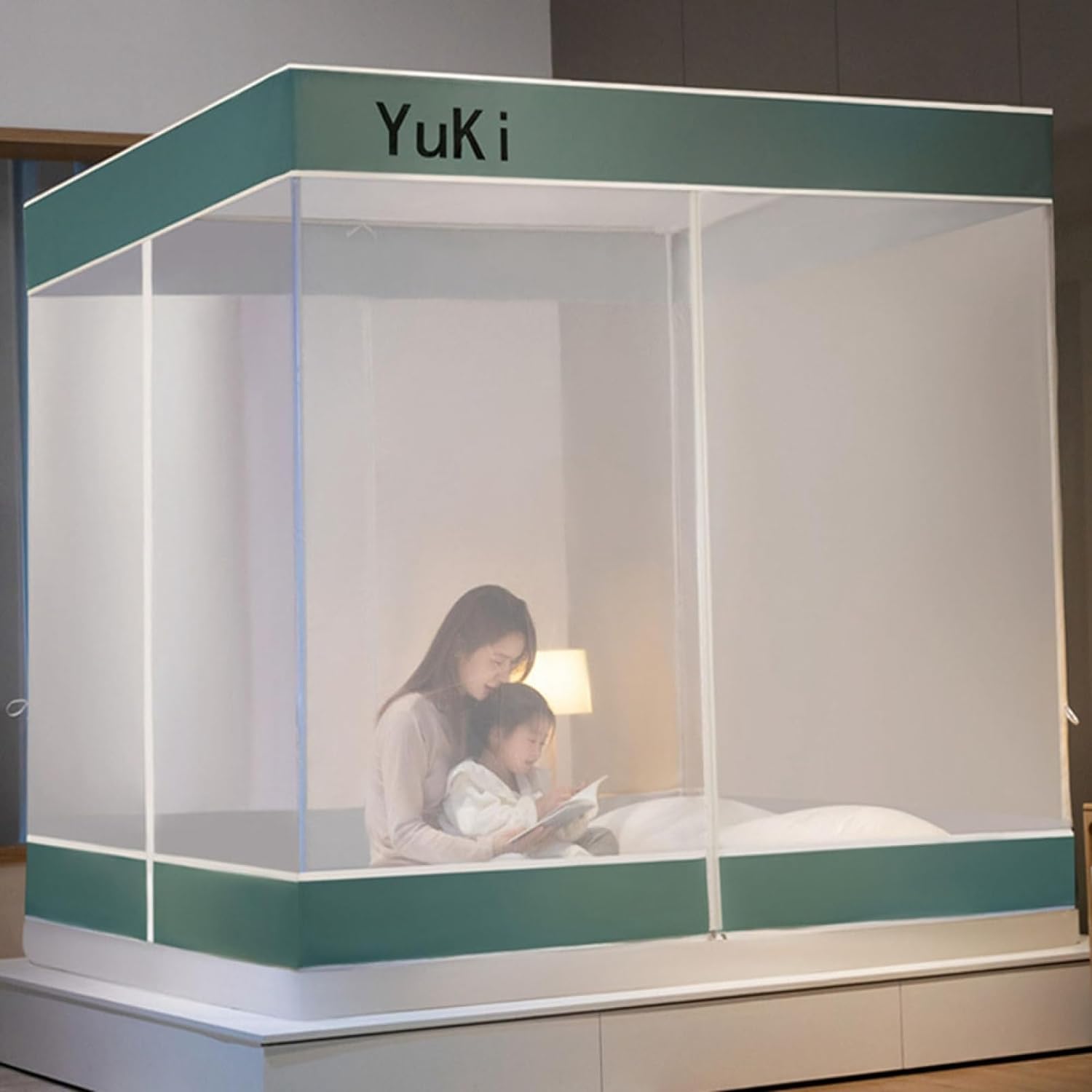 蚊帳 夏 200*220*170cm 虫/蚊よけ 組み立て簡単 子供 大人 テント式 蚊対策 ムカデ対策 通気性よい 収納袋付き 旅行 3秒組み立て 密度が高い スクエア蚊帳 アウトドア 持ち運べる｜Funny Life 店