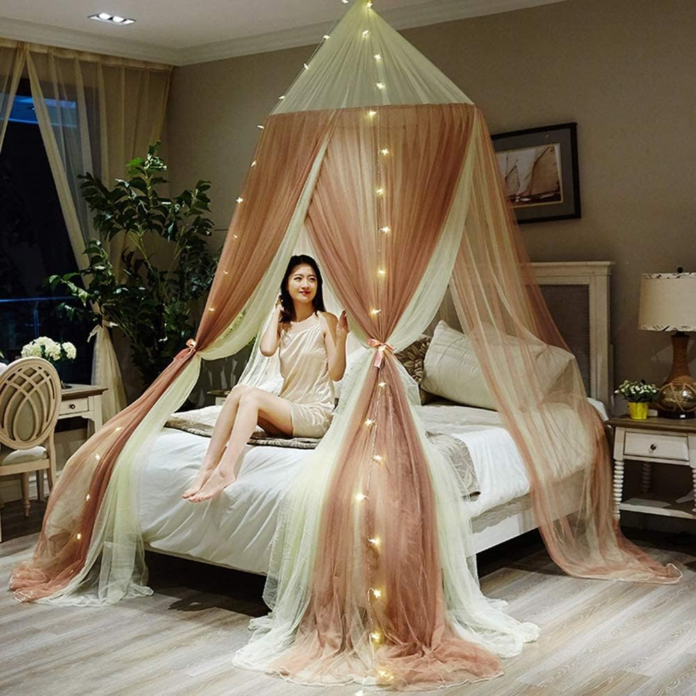 天蓋 For Bed プライバシーテント 吊り下げ 姫系蚊帳 ベランダ 大型 蚊帳 ベッド プリンセスベッドキャノピードームレース2色ステッチ 密度が高い 防虫 防蚊 収納便｜Funny Life 店