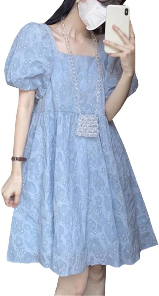 レディース 半袖ワンピース ワンピース ドレス ショートワンピース 短いワンピース 夏服 Uネック 半袖 カジュアル ファッション ゆったり 着痩せ 花柄 可愛い