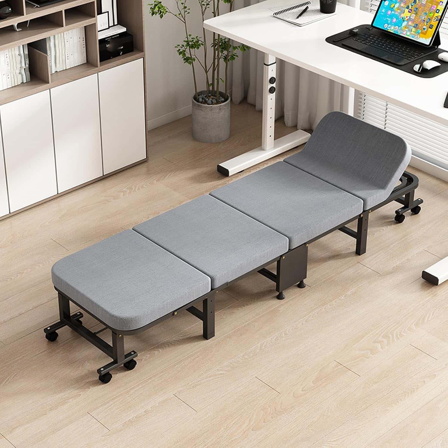 多機能 折りたたみベッド コンパクト オフィス 60CM シングル 心地よい眠り 家庭用 昼休み 仮眠ベッド 調節可能な背もたれ 合金フレーム 安定感 簡単移動 大人用 マットレス付き 簡易ベッド サ｜Funny Life 店