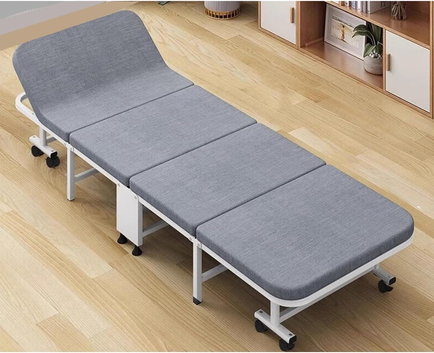折りたたみベッド シングル キャスター付き 室内 オフィス 昼寝 75CM 一人暮らし 休憩 多機能 ベッド リクライニング 変形にくい 簡易ベッド 移動ラクラク 折り畳み式ベッド 完成品 調節可能な｜Funny Life 店