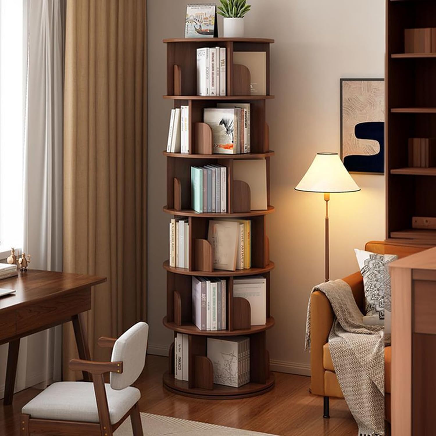 絵本棚 回転 スリム 大容量 4段 5段 40*40*160 おしゃれ 本棚 収納棚 収納ラック 回転式ラック 回転式 ラック シンプル タイプ1 省スペース ディスプレイ コンパクト 絵本 本 雑誌｜Funny Life 店