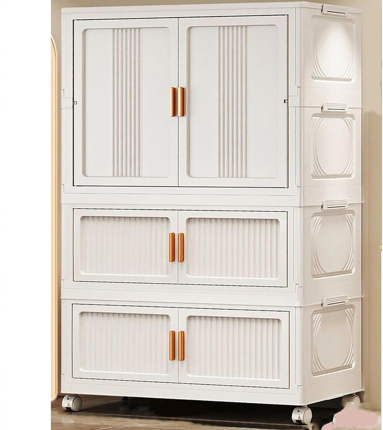折りたたみ 収納ボックス ワードローブ 90*38*142 収納キャビネット 扉付き 大容量 タイプ2 折り畳みコンテナ 省スペース 組立簡単 クローゼット キャスター付き おしゃれ 防塵 防湿洋服ダ|Funny Life 店