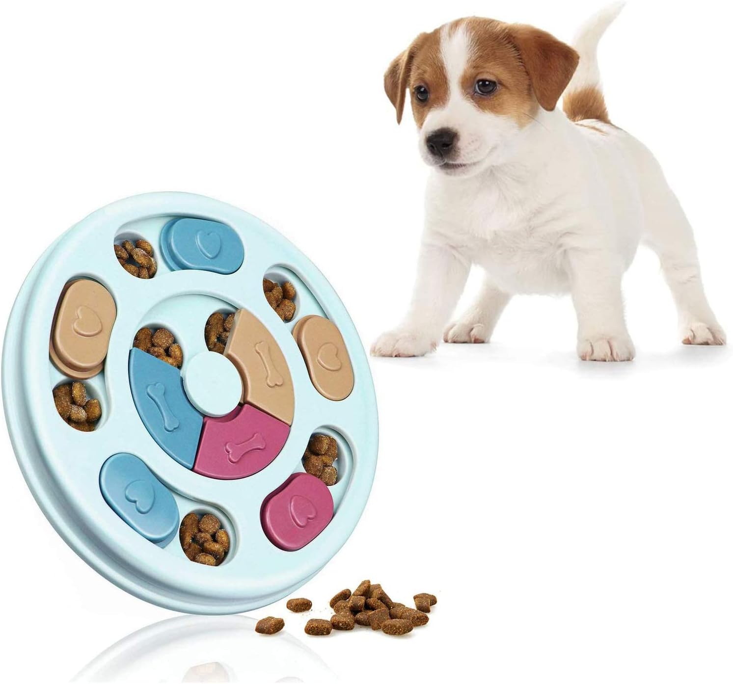 ペット食器 犬 猫 早食い防止 知育玩具 餌入れおもちゃ 早食い防止皿 小型犬 ストレス解消 IQ UP 食事楽しみ増やし パズルボウル ペットトレーニング ブルー