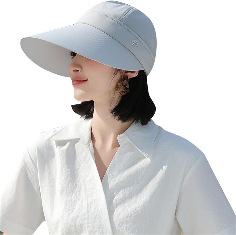 日焼け止め帽子 日除け帽子 uvカット レディース サンバイザー アイスシルク フェイスカバー 広いつば 薄手 通気 アウトドア ポニーテイル穴付き 作業 園芸 夏 接触冷感 小顔効果 旅行 無地 2