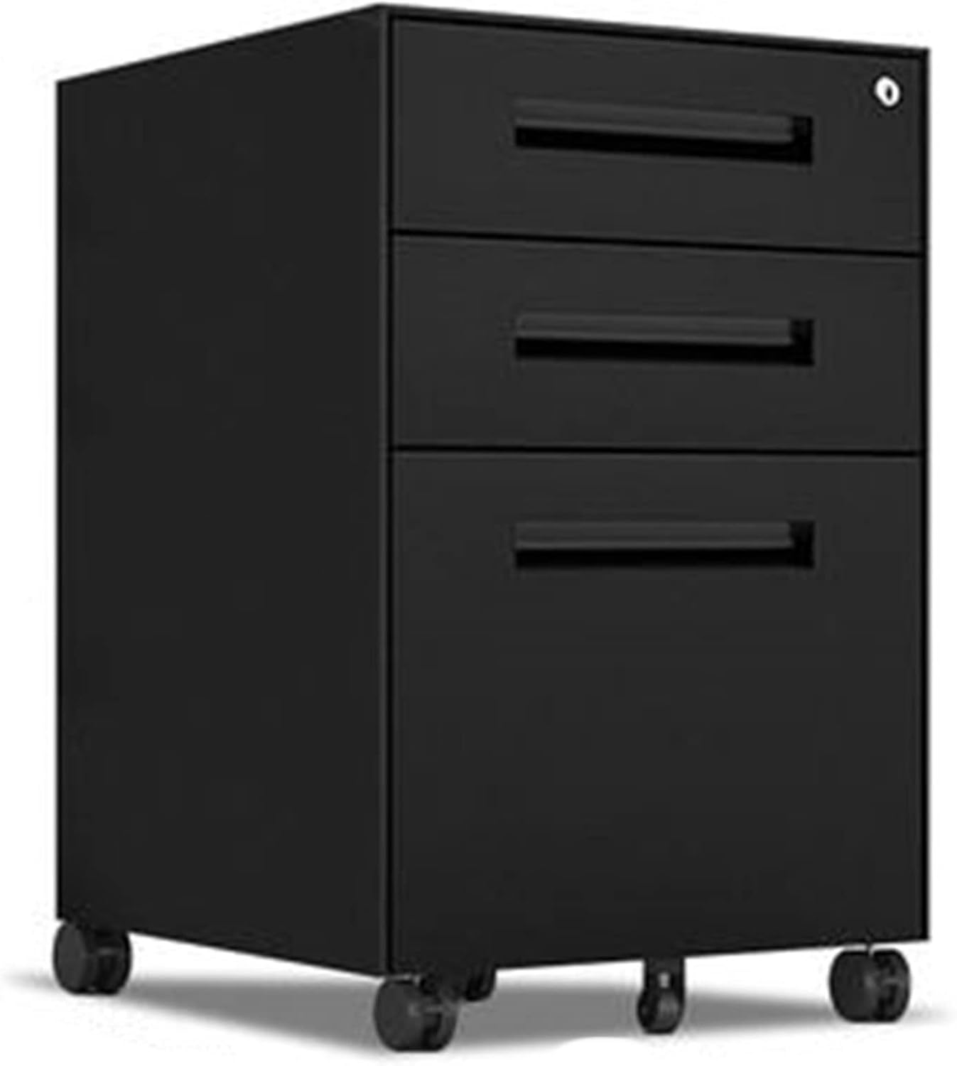 デスクワゴン オフィス可動キャビネットモバイルファイルキャビネットロック引き出しファイルキャビネット付きローキャビネット デスクワゴン サイドワゴン オフィスワゴン オフィス収納 (色 : Black｜Funny Life 店