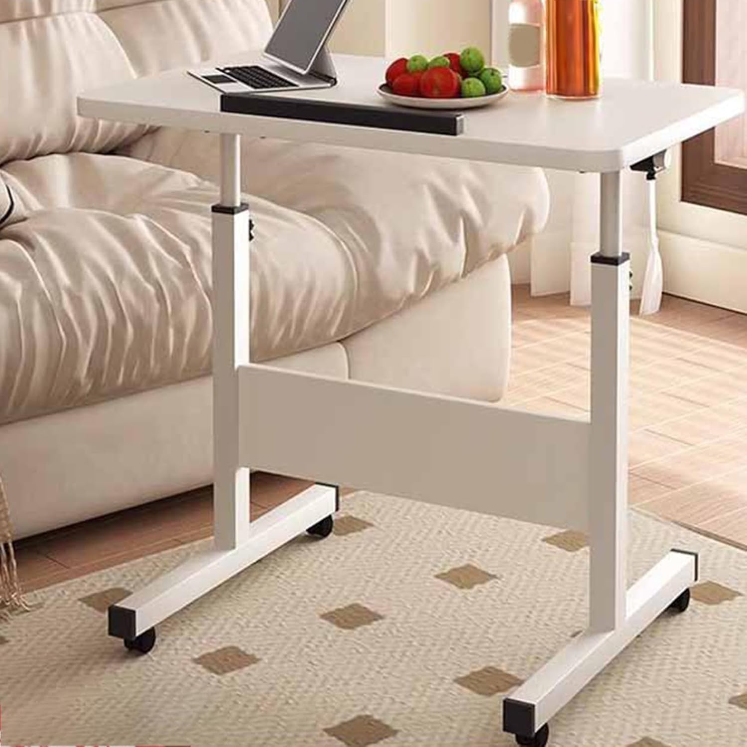 サイドテーブル 折りたたみ式 80*40*70cm 多機能 高さ調節 昇降式テーブル 昇降デスク デスク 机 パソコンデスク PCデスク キャスター付き 省スペース スタンディングデスク ミニテーブル|Funny Life 店