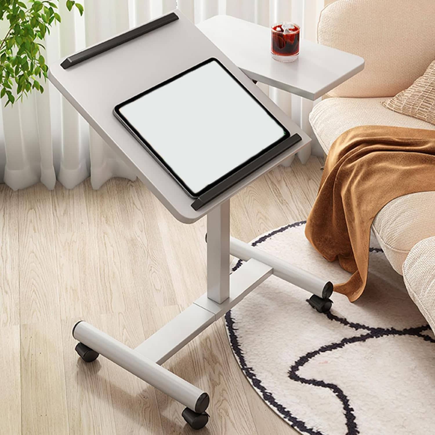 折りたたみデスク 木製 昇降式 ホワイト 60*40*65cm 折り畳みデスク 折りたたみテーブル ワークデスク パソコンデスク 学習机 作業台 折りたたみ 在宅勤務 サイドテーブル オフィスデスク｜Funny Life 店