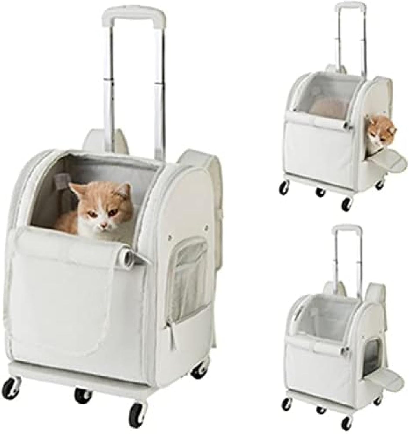 ペットキャリーバッグ 猫キャリーリュック ペットキャリー 犬用キャリーカート キャスター付き 犬猫用 キャリーカート 折りたたみ可 省スペース ペット用 中型犬・大型犬対応 タイロッド付き マット付き|Funny Life 店