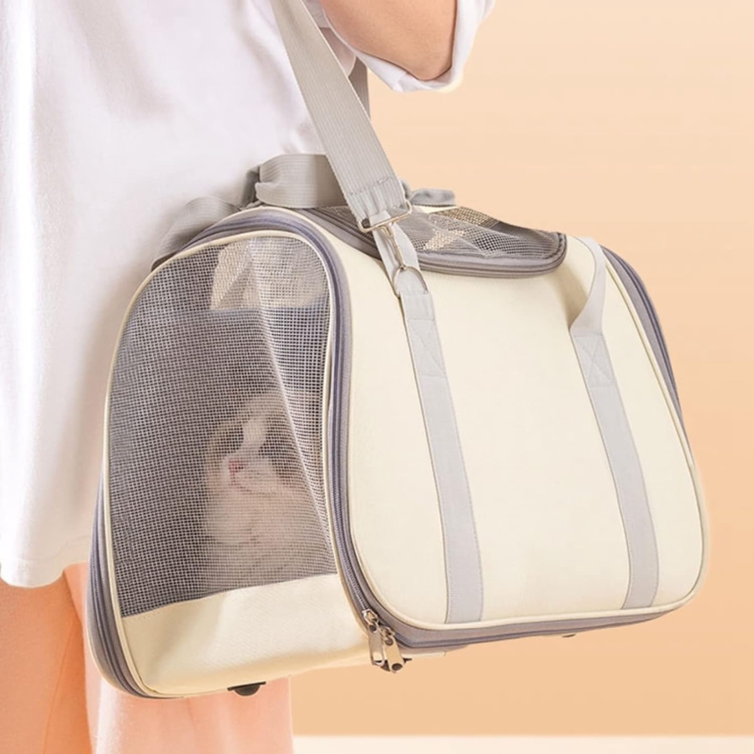 ペットバッグ 猫キャリーバッグ 手提げ キャリー ショルダー ペット キャリーバッグ 猫 ウサギ 小型犬 小動物用 軽量 通気性 折りたたみお出かけ ドライブ お出かけ 防災 通院 旅行 防災 避難用|Funny Life 店