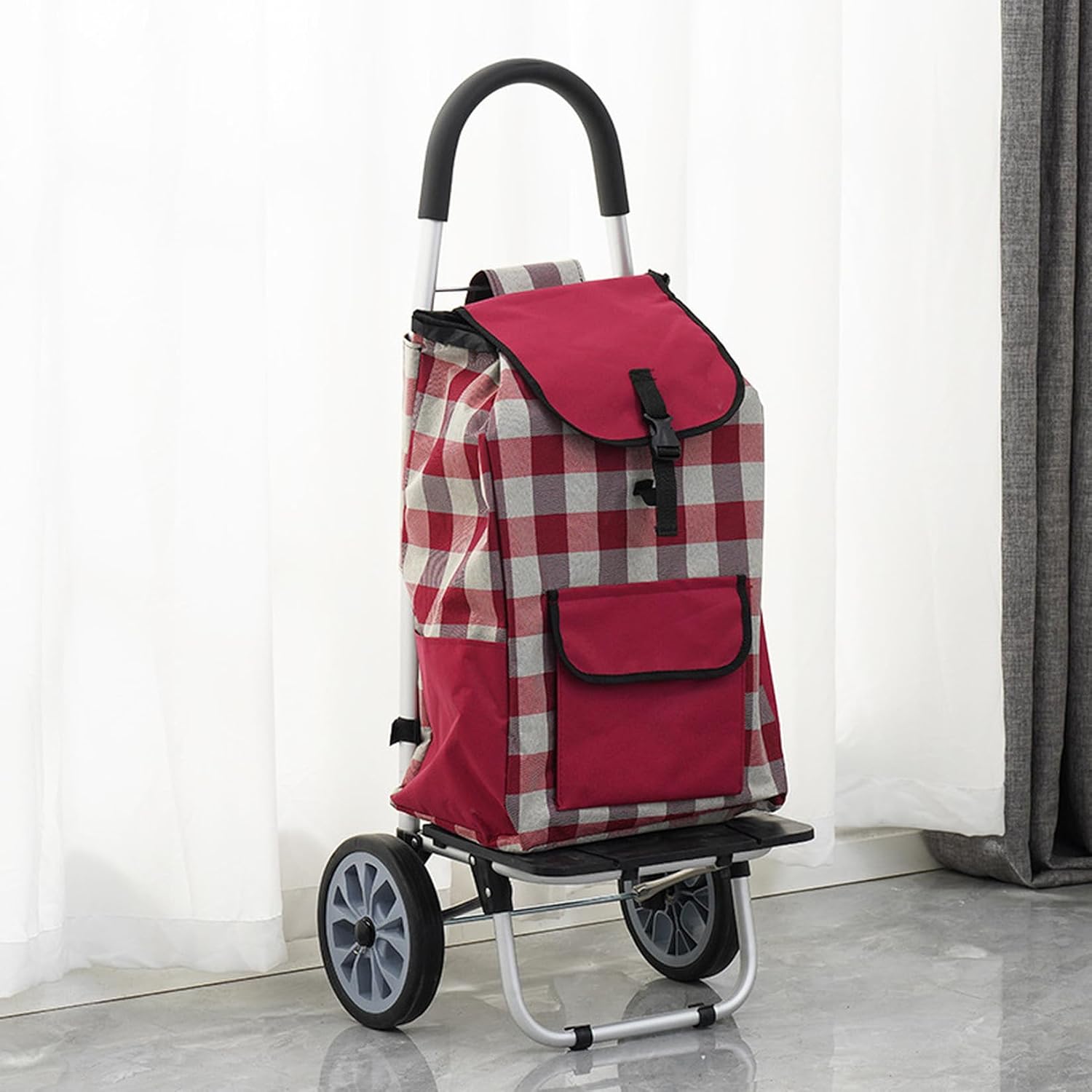 ショッピングバッグ キャリーカート レッド 台車 折りたたみ式 軽量 コンパクト 運搬 引越し アウトドア 2輪 さまざまな路面に対応 買い物 荷物の持ち運びに便利 F ショッピングカート キャンプ用｜Funny Life 店
