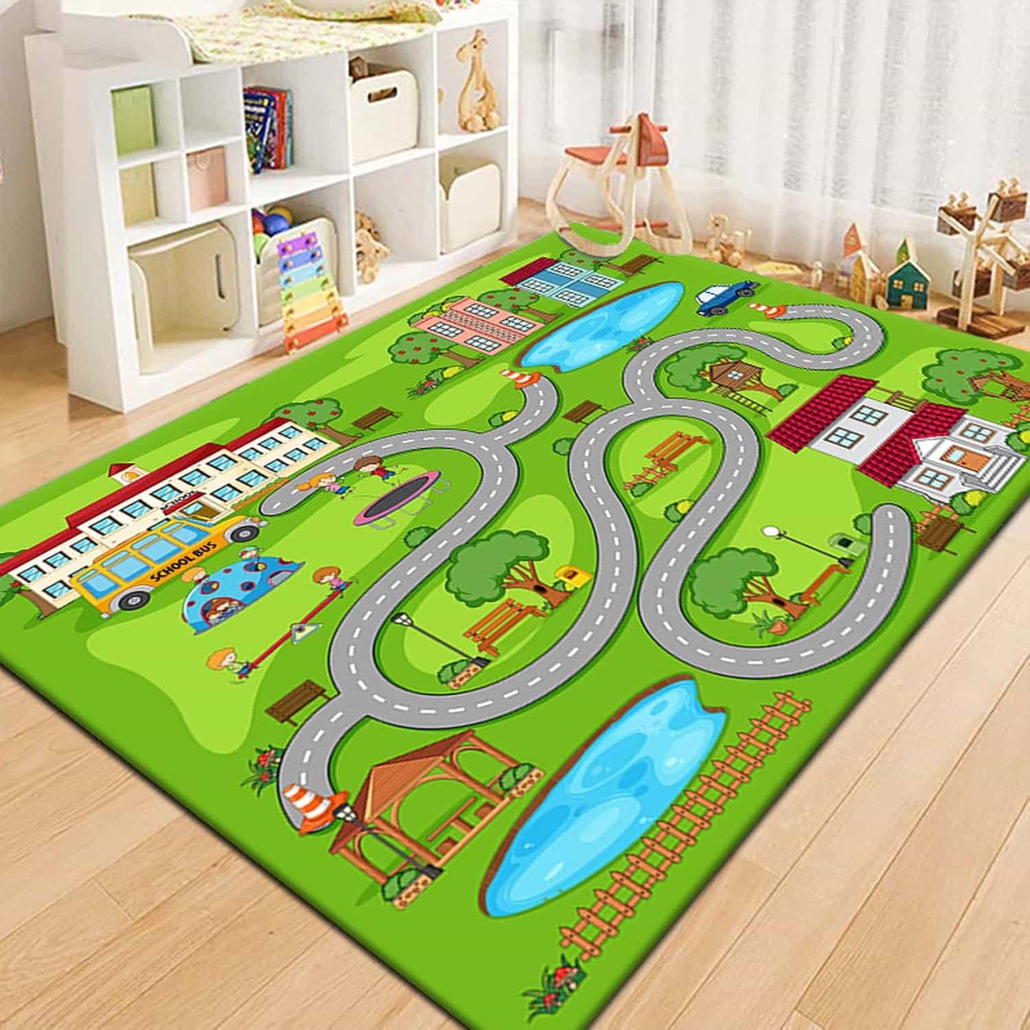 キッズマット ラグ 子供 カーペット プレイマット 道路 ロードマップ 地図マップ 知育玩具 子供部屋 ベビー 知育 滑り止め 優しい肌触り 洗える 女の子 男の子 車 誕生日 プレゼント 50*80|Funny Life 店