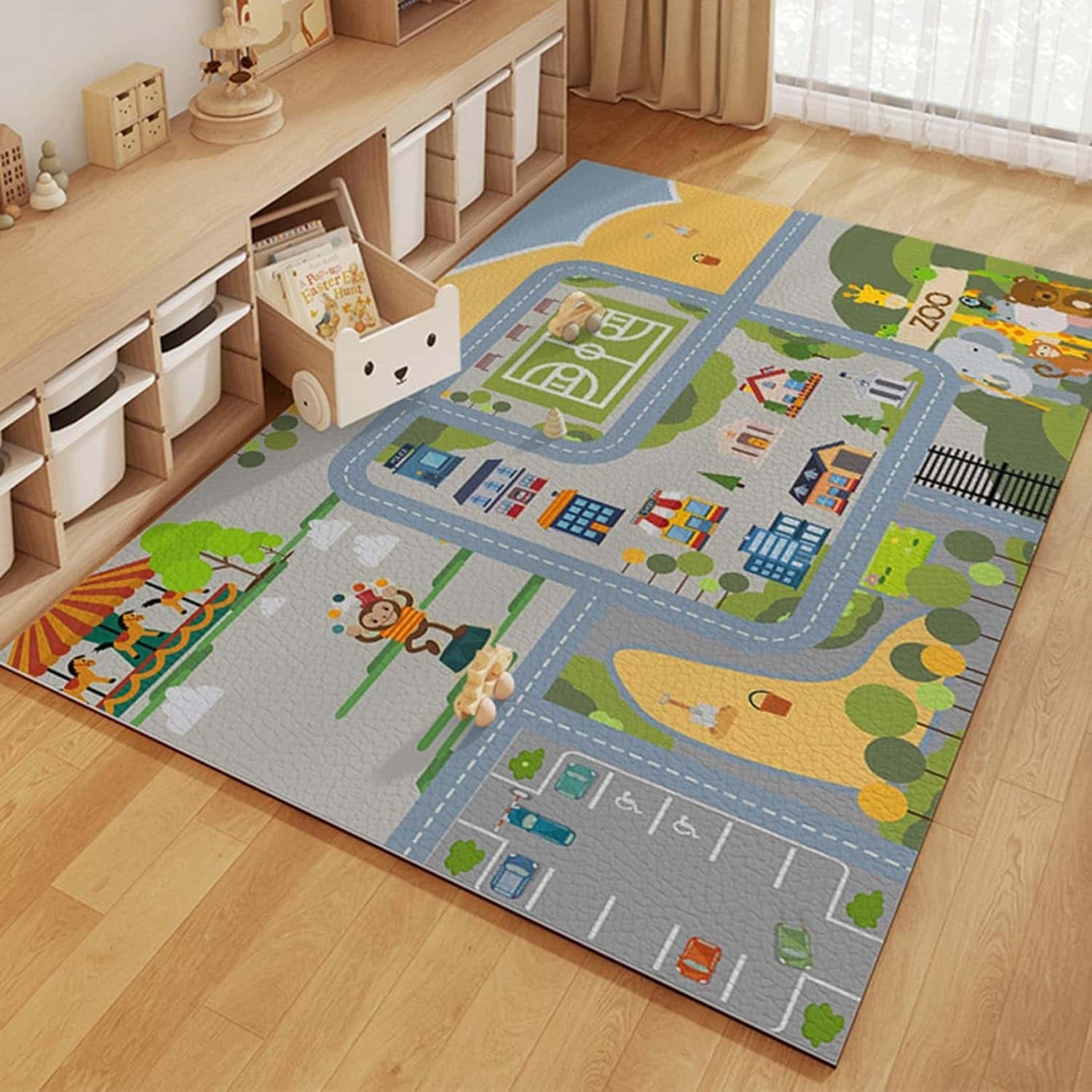 キッズマット ラグ 子供 カーペット プレイマット PU革 PVC 防水 防汚 拭ける 道路 ロードマップ 地図マップ 知育玩具 子供部屋 ベビー 知育 フロア 滑り止め 女の子 男の子 誕生日 プレ｜Funny Life 店