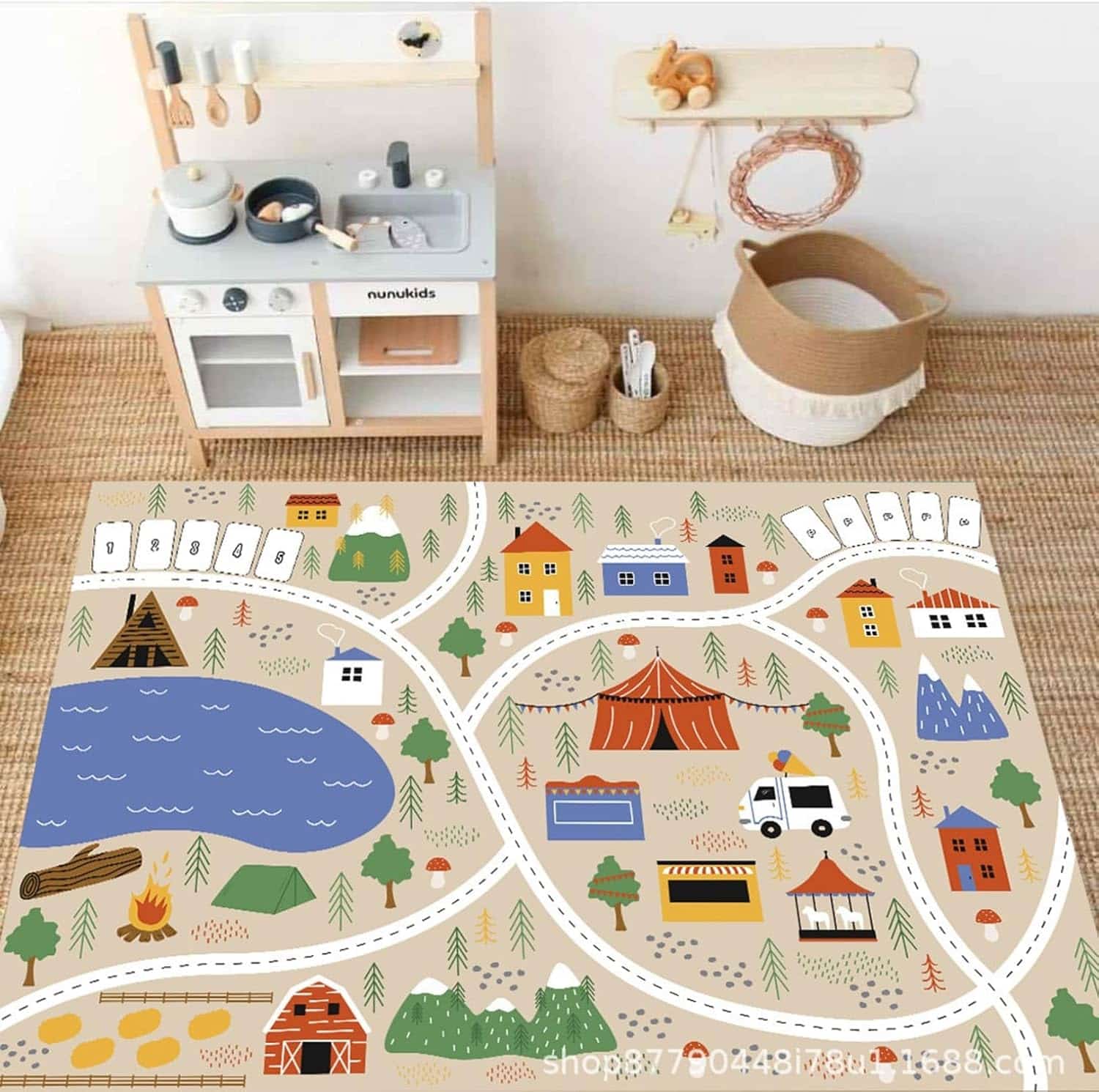 ベビープレイマット ベビーマット 防音 プレイマット 160X240CM 安全素材 滑り止めマット 防寒 赤ちゃん 衝撃吸収 ケガ防止 赤ちゃん 遊びマット 道路 教育玩具 早期教育 大判 子供部屋｜Funny Life 店