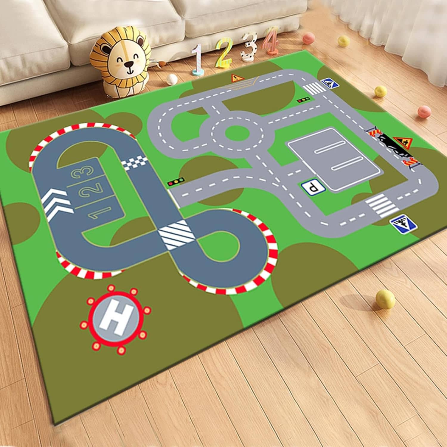 ベビーマット 80*120cm ベビープレイマット ラグ 道路 ロードマップ 地図マップ 都市交通トラック 知育玩具 子供部屋 ベビー 知育 フロアマット 滑り止め 優しい肌触り 出産祝い プレゼント｜Funny Life 店