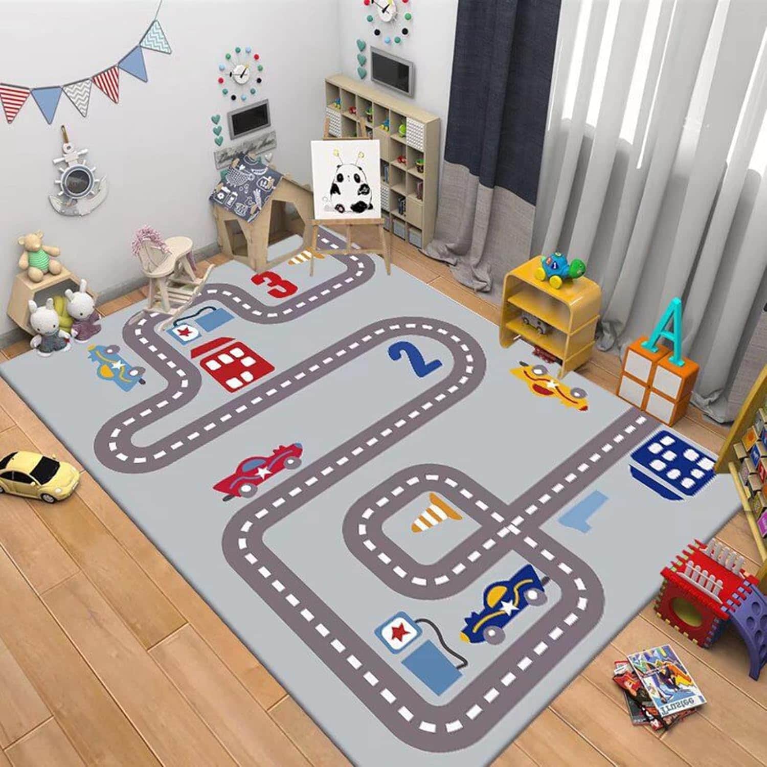 キッズマット ラグ 子供 カーペット プレイマット 道路 ロードマップ 地図マップ 知育玩具 子供部屋 ベビー 知育 フロアマット 滑り止め 優しい肌触り レジャー施設 幼稚園 保育園 教育玩具 12｜Funny Life 店 16,525円