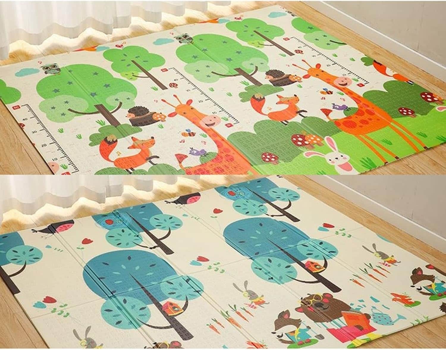 ベビープレイマット 子供用 遊びマット 折り畳み式 両面使用ラグマット ベビーマット 安全無毒 衝撃緩和 滑り止め 防水 防音 折り畳みカーペット 転倒防止 教育促進 出産祝い ベビージム 2.0m*｜Funny Life 店