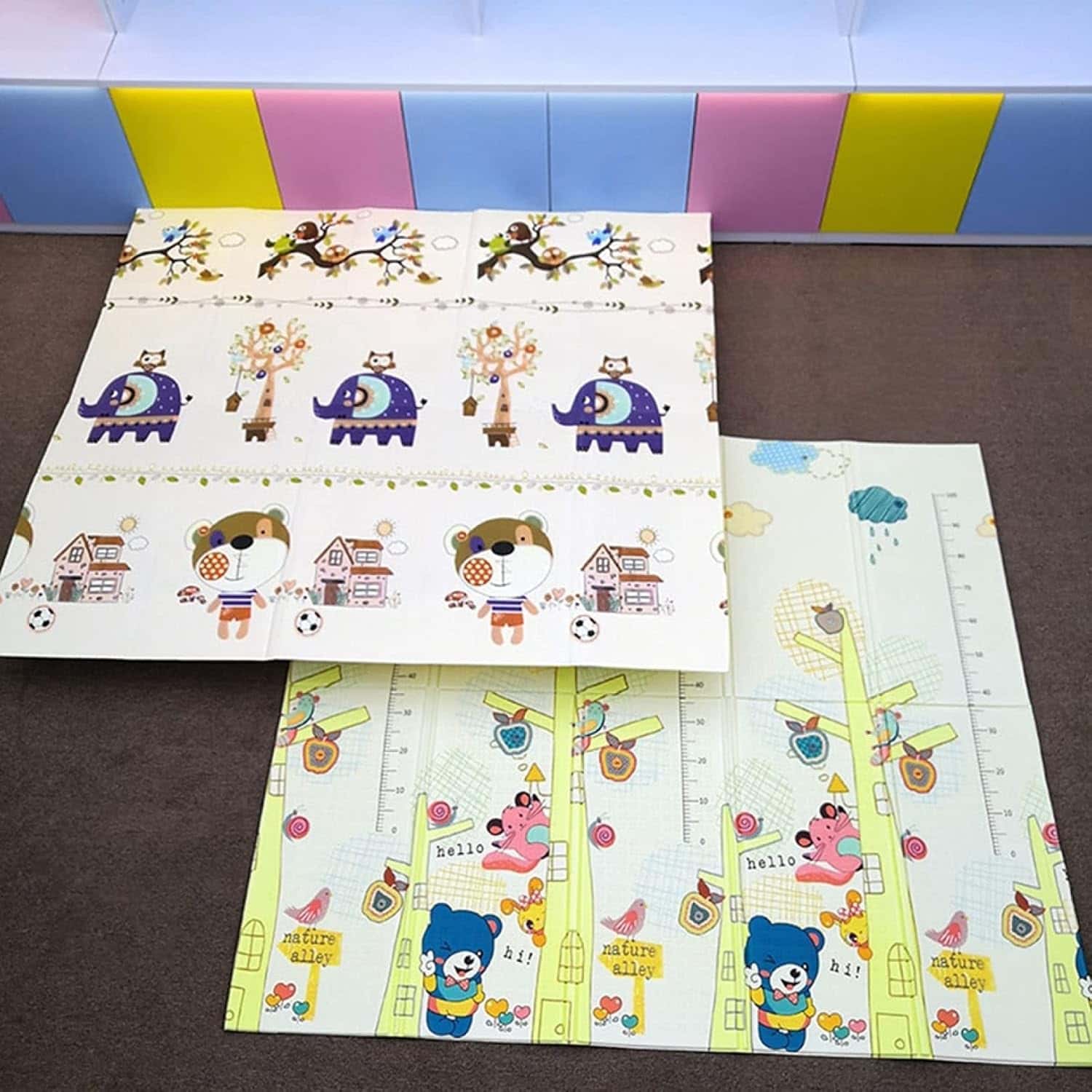 ベビーマット 極 赤ちゃん プレイマット 子供ゲームパッド 転倒防止 滑らない 両面使用 防音 教育促進 軽量化設計 ベビージム 和室 洋室 家庭用 リバーシブルプレイマット 折り畳み式 200cm*｜Funny Life 店