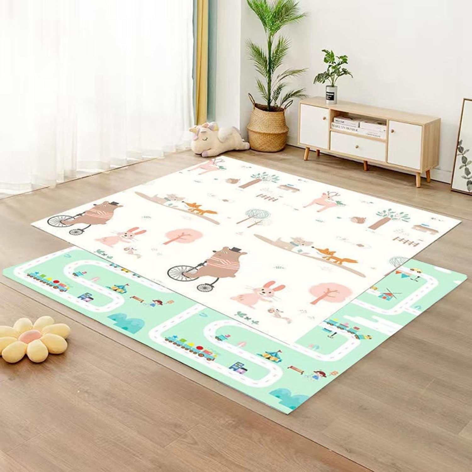 ベビーマット 極 赤ちゃん プレイマット 折り畳みカーペット 遊びカーペット XPE クッション性 折り畳み式 吸水 速乾 玩具敷物 両面使用 キッズ ベビー 子供用 誕生日 子供部屋 1.8m*1.｜Funny Life 店 31,786円
