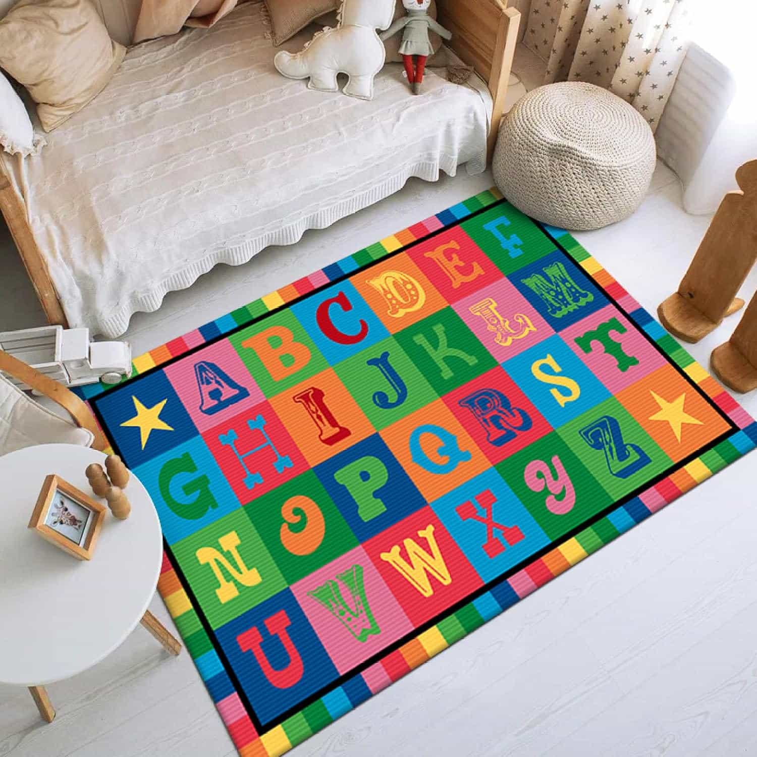 キッズマット ラグ 子供 カーペット プレイマット 英文字 アルファベット 知育玩具 子供部屋 ベビー 知育 フロアマット 滑り止め 早期学習 女の子 男の子 誕生日 出産祝い 入園祝い キッズラグ｜Funny Life 店