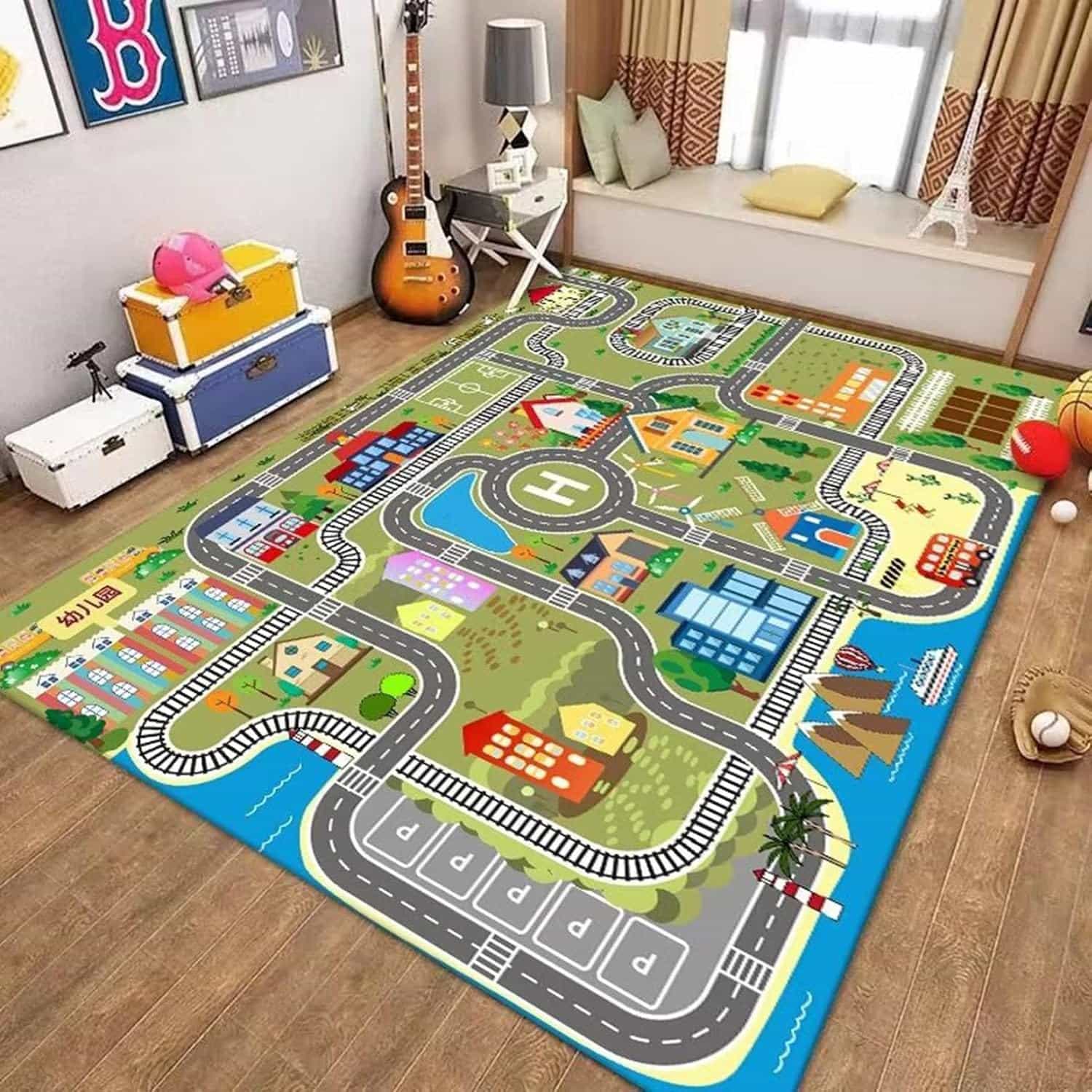 赤ちゃん ベビー プレイマット 遊びマット 道路 教育玩具 早期教育 大判 100*180CM 子供用 防汚ずれない 厚地 保温性 耐磨耗性 柔軟 防音 水洗い 家庭用 子供部屋 寝室 ホール ベッド｜Funny Life 店