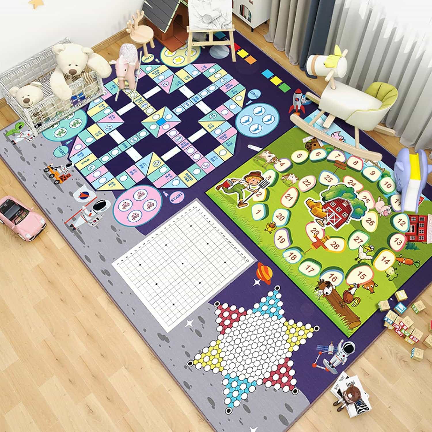 プレイマット ラグマット 子ども部屋 ベビー 新生活 キッズカーペット 道路柄 ゲーム 遊べる 数字柄 洗える 小学校 幼稚園 保育園 おしゃれ 滑り止めつき キッズルーム 冷房対策 掃除しやすい Q｜Funny Life 店