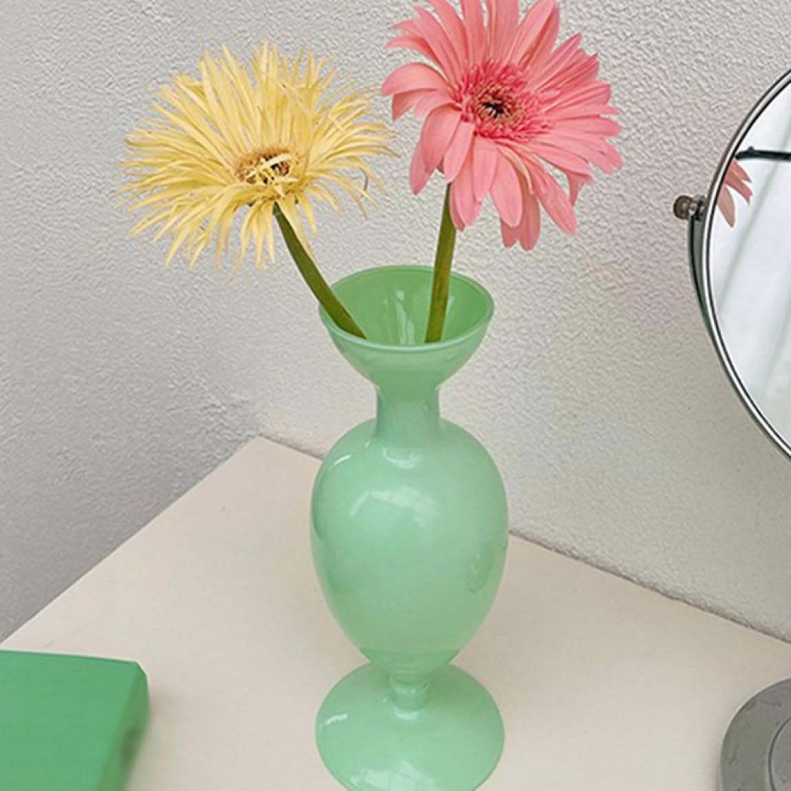 花瓶 おしゃれ グリーンガラス 韓国 北欧 ピンク 5*20cm フラワーベース レトロ 一輪挿し かわいい 可愛い インテリア 生花 ドライフラワー シンプル ユニーク 北欧雑貨 花器 ガラス瓶 ガ｜Funny Life 店 11,723円