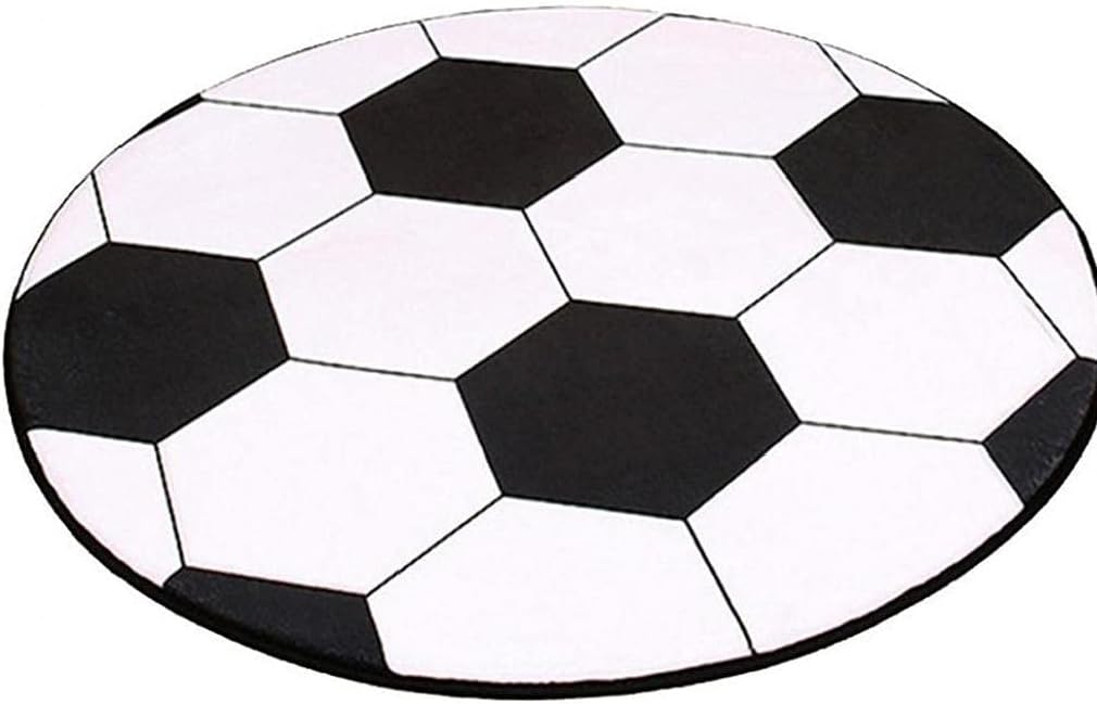 玄関マット フットボール サッカーボール 円形 室内ラグ 滑り止め フロアマット インテリアマット 直径60cm