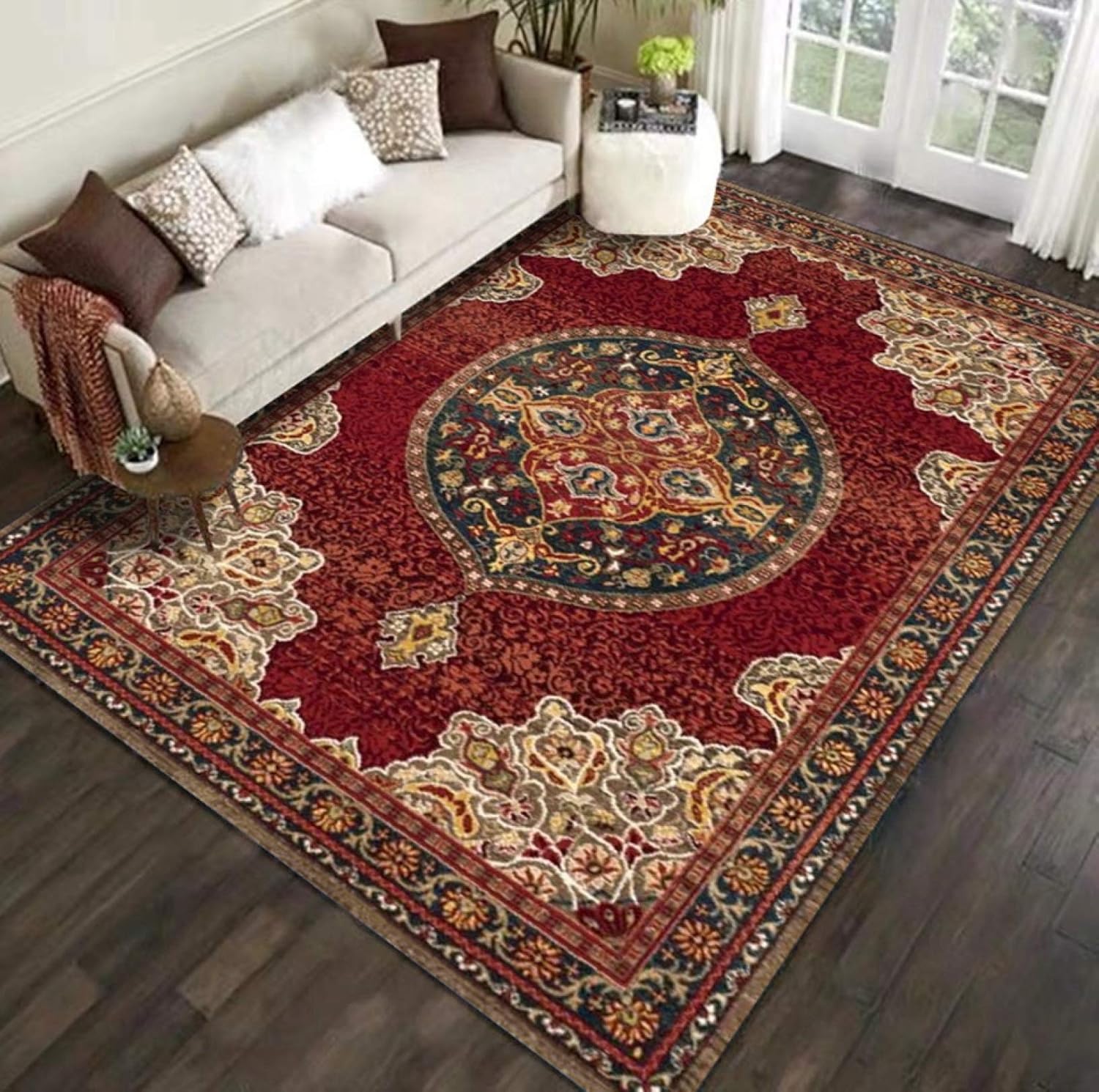 花柄 ラグ カーペット 140*200cm 160*230CM 長方形 ホットカーペットカバー レトロ ラグマット カーペット オールシーズン 洗える 花 タイプ ブルー 模様 リビングラグ 折りたた
