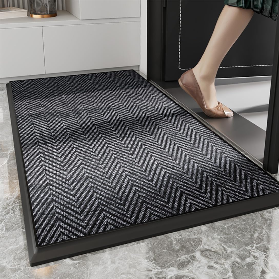 玄関マット 屋外 滑り止め 泥落としマット 業務用マット ドアマット カーペット マット シンプル オフィス 耐磨耗性 凸凹立体設計 業務用 家庭用 大判サイズ 洗える お手入れ簡単 柄A・グレー 8