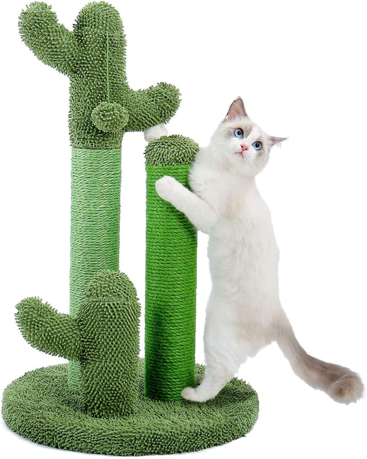 猫用爪とぎポスト サボテン型爪とぎ ぬいぐるみボール付き 小さな子猫用 天然サイザル麻製爪とぎ 室内猫用|Funny Life 店