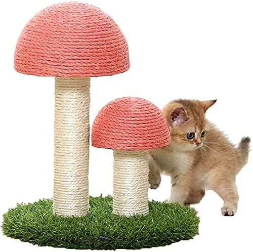 猫 爪研ぎ キノコ 爪とぎポール 麻 爪研ぎタワー キャットタワー きのこ つめとぎ 人気 爪とぎ かわいい 爪研ぎタワー キノコ形 家具破壊防止/運動不足改善/ストレス解消 猫用おもちゃ (ピンク)