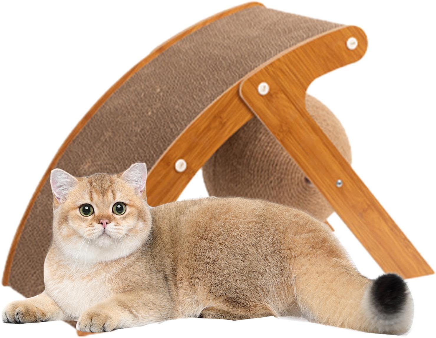 室内猫用爪とぎスロープ 猫用ボール付きスクラッチャー | リビングルーム、寝室、バルコニー、プレイルーム、勉強部屋、子猫の巣用のペット用品 Buogint