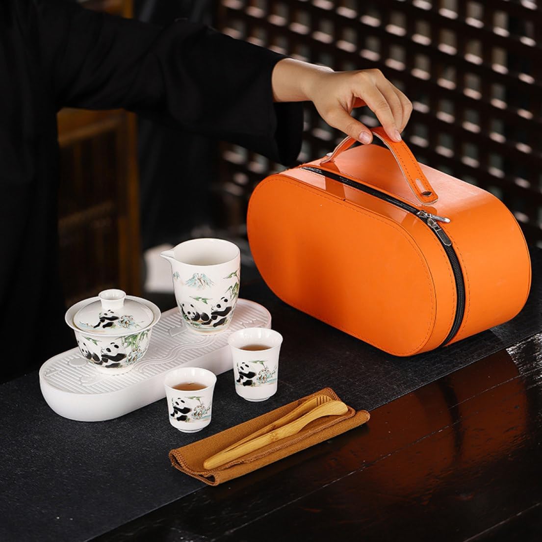 茶器セット 旅行ティーセット set1 携帯急須 セット おしゃれ ギフト 茶器 カラー2 アンティーク 茶器セット 茶器揃 中国茶 茶碗 旅行 収納バッグ付き 陶器湯呑みセット コンパクト 退職祝い|Funny Life 店
