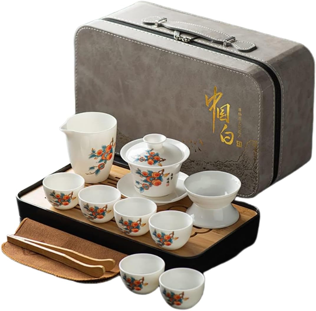 陶器製ティーセット 番茶器セット 急須 湯呑みセット 茶器揃 陶磁茶具セット 茶器 茶皿 旅行ティーセット 中国茶セット マルチ ティーポットティーカップ 茶こし 旅行 お出かけ用 収納バッグ付き 和