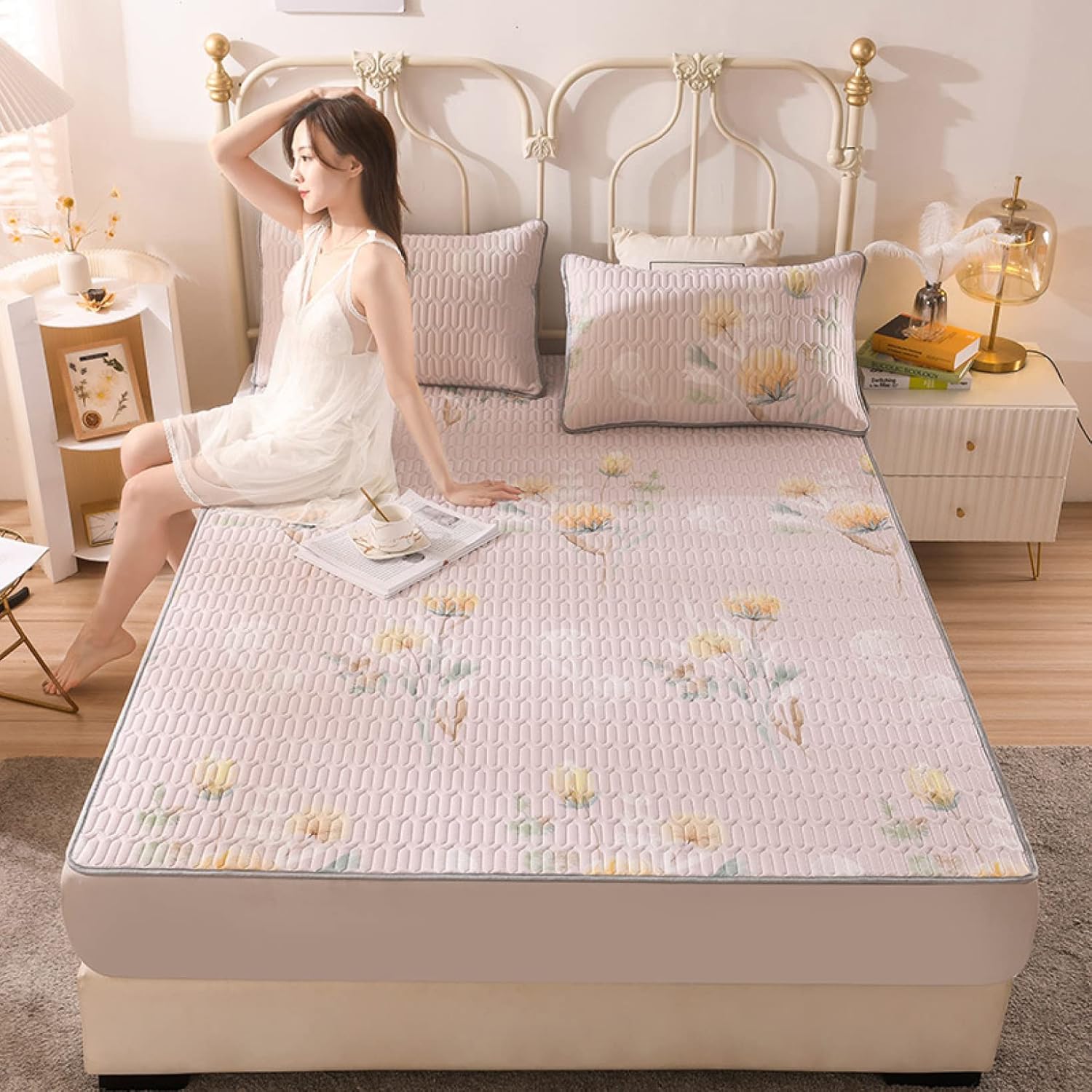 ひんやり 寝具 3点セット シングル 洗える 120*200SetA 水洗いキルト 敷き布団カバー 03 セミダブル 敷きパッド 枕カバー ひんやり 冷感 夏用 ベッドパッド ダブル クールマット