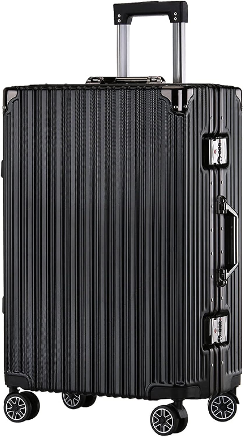 スーツケース キャリーケース 50L キャリーバッグ TSAロック搭載 アルミフレーム 超軽量 大型 耐衝撃 静音 ダブルキャスター 360度回転 旅行 ビジネス 出張 ブラック Mサイズ（3-5泊）