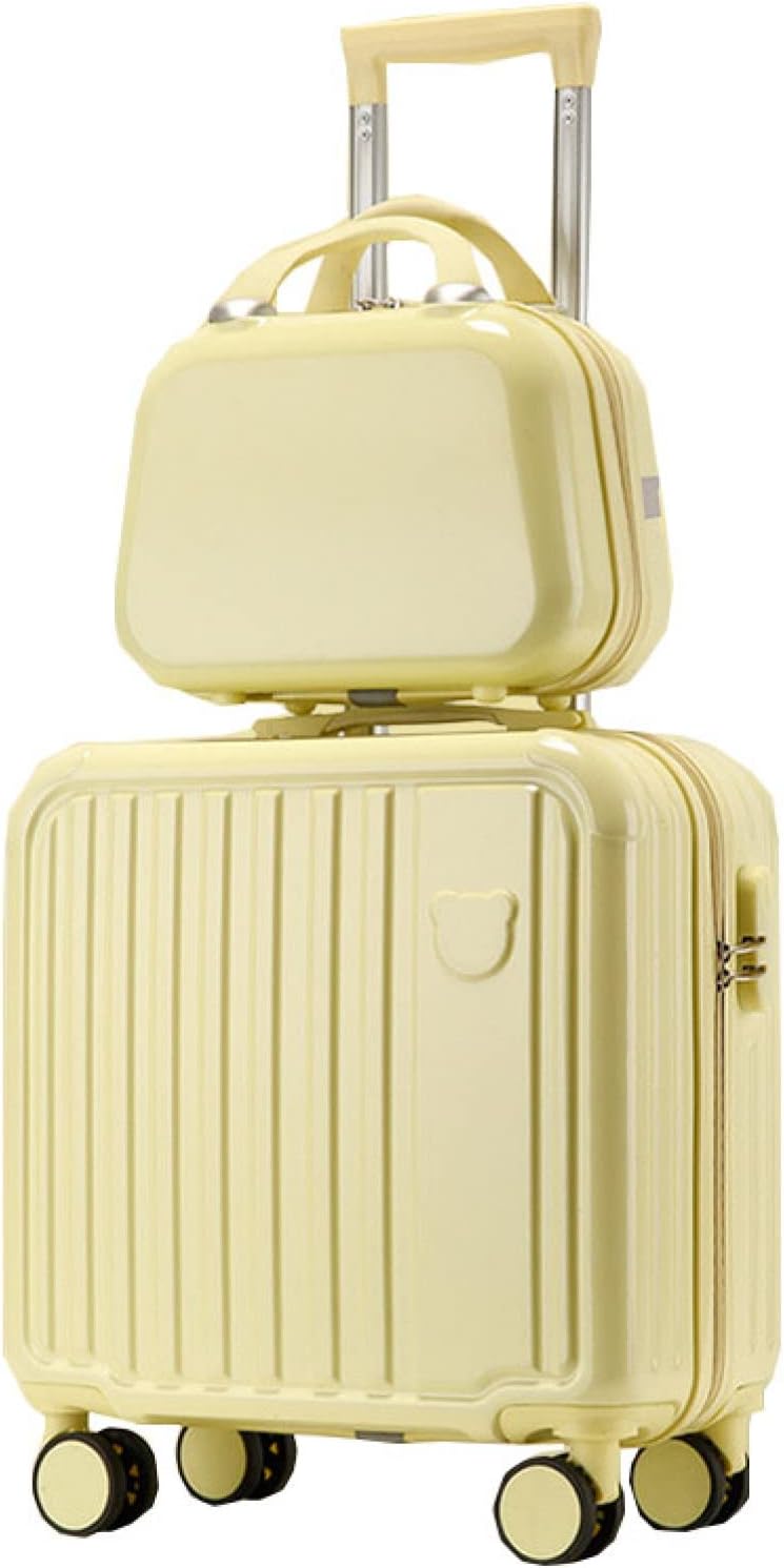 スーツケース キャリーケース 機内持ち込み 30L キャリーバッグ ファスナー式 超軽量 小型 耐衝撃 静音 ダブルキャスター 360度回転 旅行 ビジネス 出張 ハンドバッグ付き イエロー SSサイ