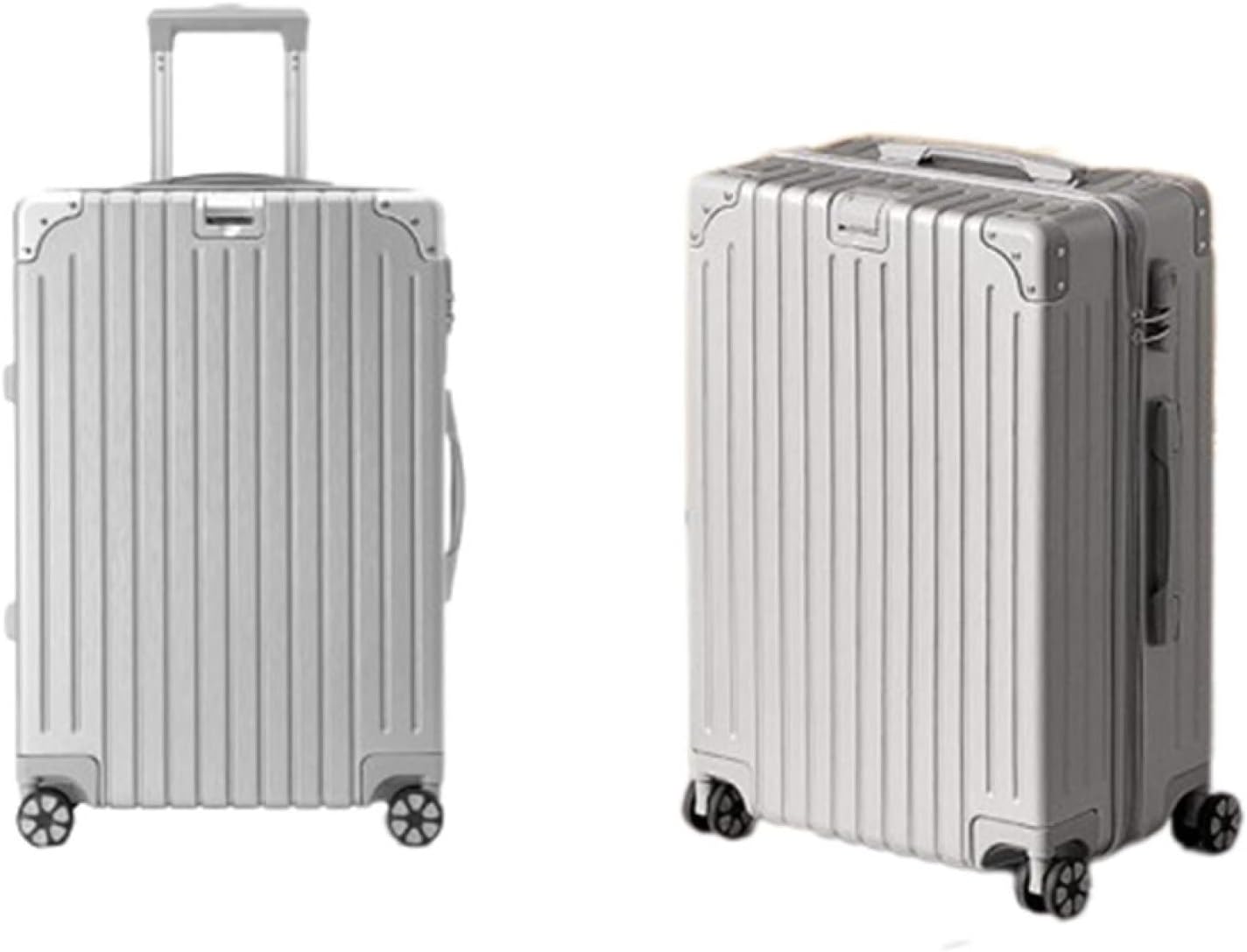 スーツケース キャリーケース 60L キャリーバッグ ファスナー式 超軽量 大型 耐衝撃 静音 ダブルキャスター 360度回転 旅行 ビジネス 出張 シルバー Lサイズ（6-8泊）｜Funny Life 店