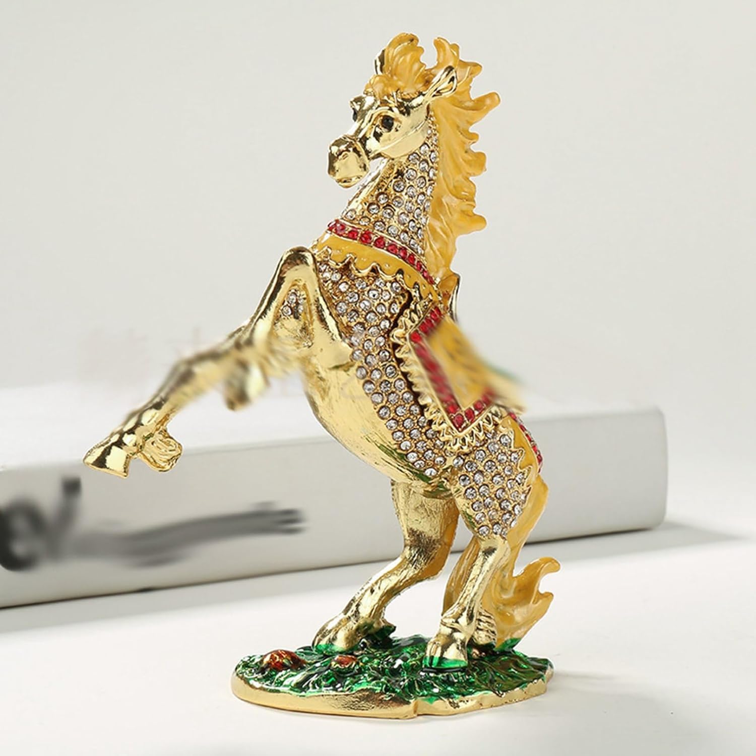 馬 ジュエリーボックス エナメル クリスタル合金製動物 トリンケットボックス 小物入れ 置物 アクセサリーボックス オフィス 装飾品 インテリア雑貨 ホームデコレーション プレゼント ギフト