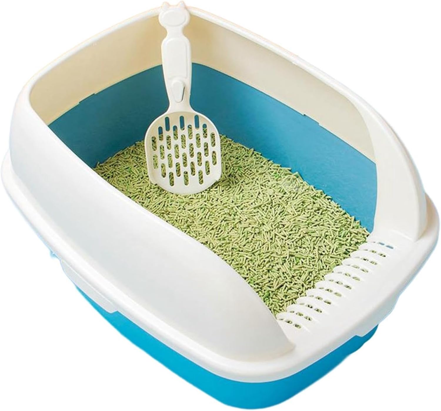 猫用トイレ 半密閉式 猫用トイレ本体 38*50*23cm 大きい スコップ付き 子猫、小柄な猫用 防止 砂の飛び散り防止 組み立て不要 耐久性 漏れ防止 臭わない 清潔トイレ 大きい 全年齢猫用 水