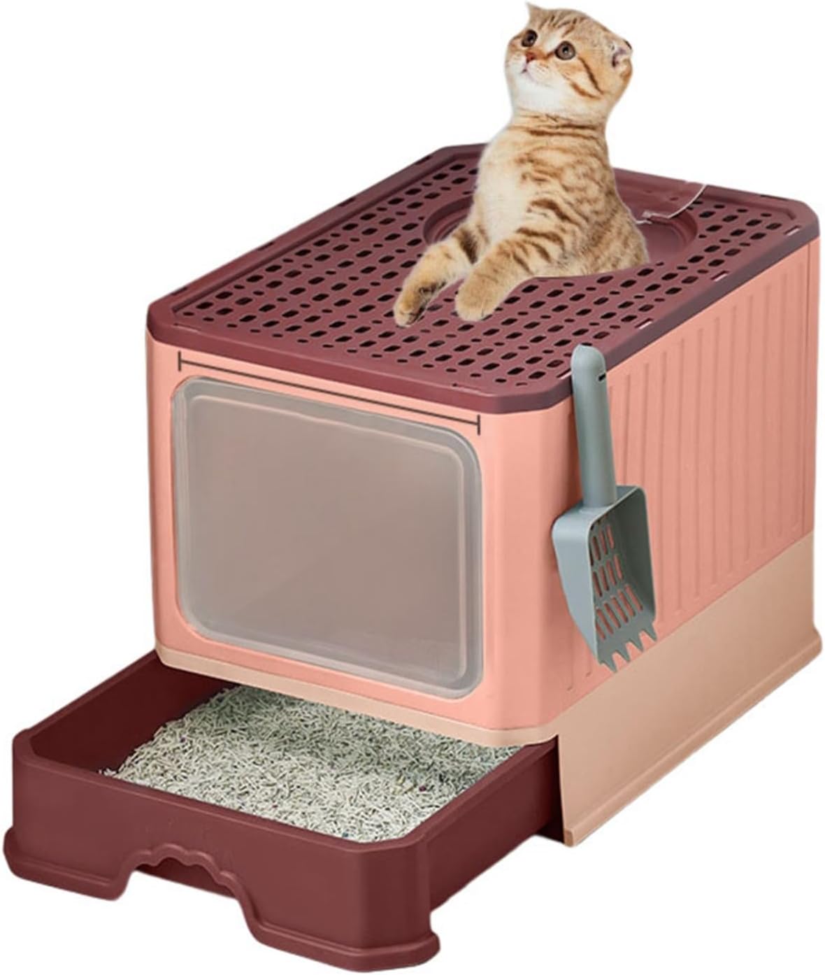 猫用トイレ本体 大きい 密閉型 40*50*40cm 猫トイレ スコップ付き 大きめ 防止 丸洗い可能 耐久性 砂の飛び散り防止 子猫、小柄な猫用 漏れ防止 臭わない 清潔トイレ 大きい 全年齢猫用