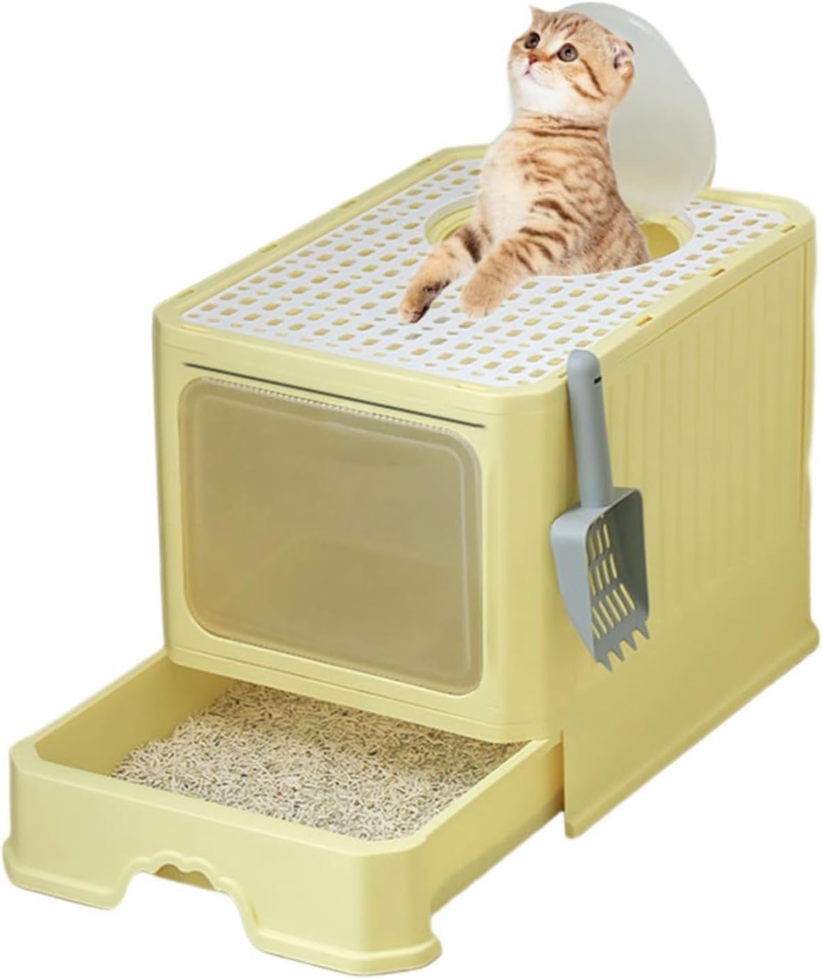 猫用トイレ本体 大きい 密閉型 40*50*40cm 猫トイレ スコップ付き 大きめ 防止 丸洗い可能 耐久性 砂の飛び散り防止 子猫、小柄な猫用 漏れ防止 臭わない 清潔トイレ 大きい 全年齢猫用|Funny Life 店