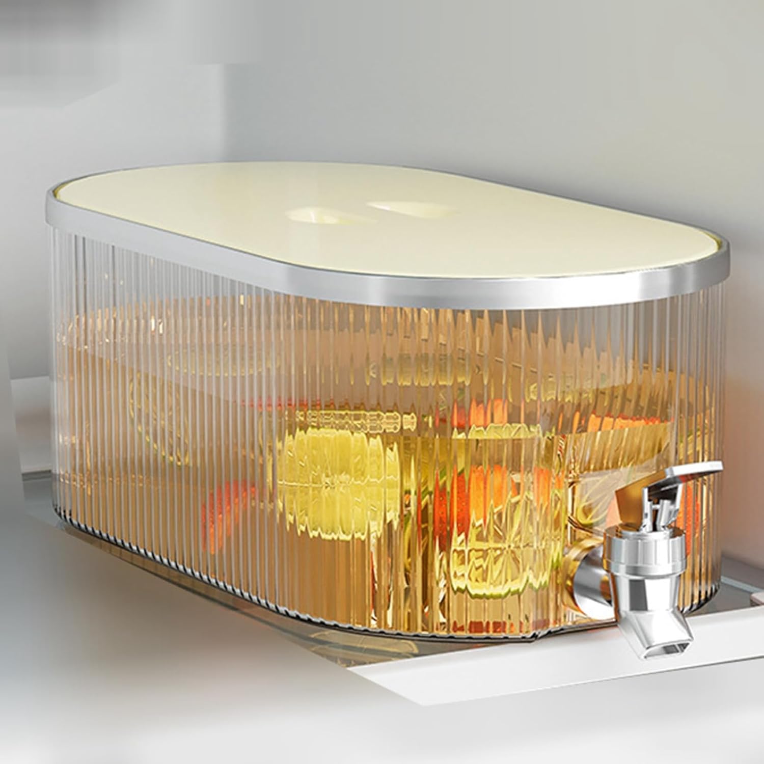 ドリンクサーバー 横置き冷水筒 冷蔵庫 ポット ドリンクピッチャー 飲料水バケット 冷水筒 冷水容器 冷蔵庫 ポット冷たいやかん ボトル フルーツクールウォーターピッチャー 水タンク レモネード 5.
