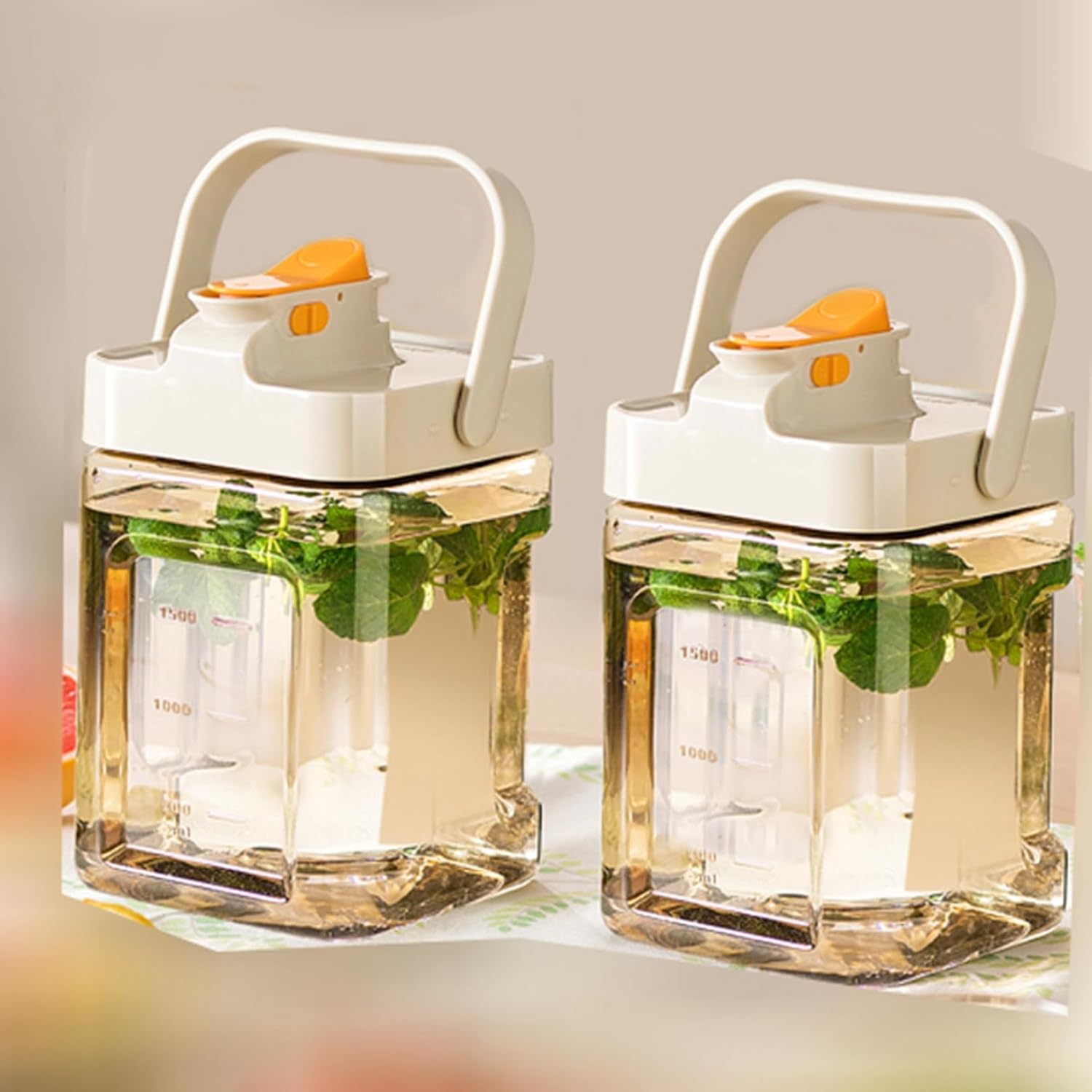 麦茶ポット ピッチャー 2.3l お茶 ポット横置き耐熱洗いやすい 冷蔵庫 冷水筒 透明 漏れ防止 ティーポット 持ち運びに便利 旅行 麦茶の水筒 水タンク ジュース容器 ティーポット 果実酒 飲食店