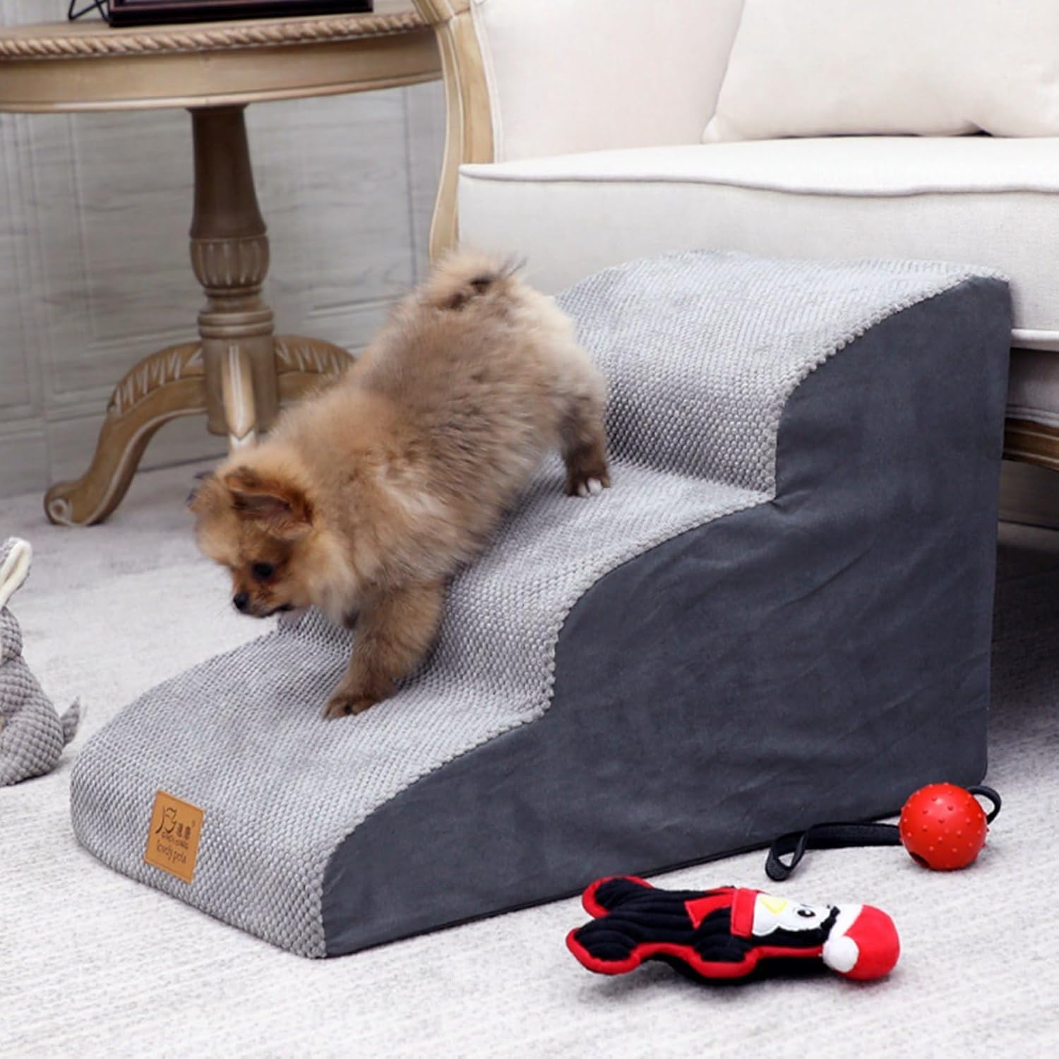 ペットステップ 犬用スロープ 猫犬階段 ドッグステップ 犬用踏み台 犬用階段 スポンジ 子猫 短足種 ケガ犬 小型高齢犬 高密度 スポンジ 奥行大幅に広く改善 洗濯便利 滑り止め 階段型ソファ 灰色 7,728円