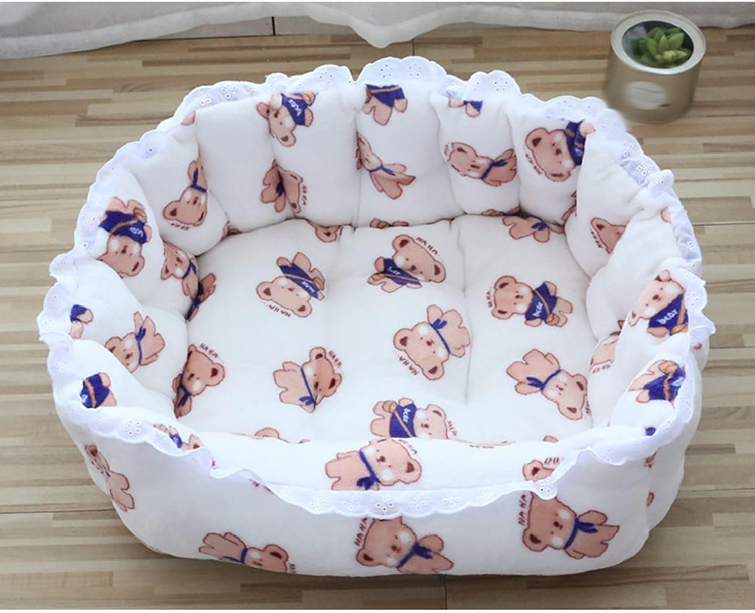 円形 ペットベッド 通年 猫用ベッド ペットクッション ペットソファー 小型犬用ベッド 花柄 可愛い レース 滑りにくい裏生地 両用 お手入れ簡単 暖かい ぐっすり眠れる 猫ハウス 犬のハウス 耐え噛