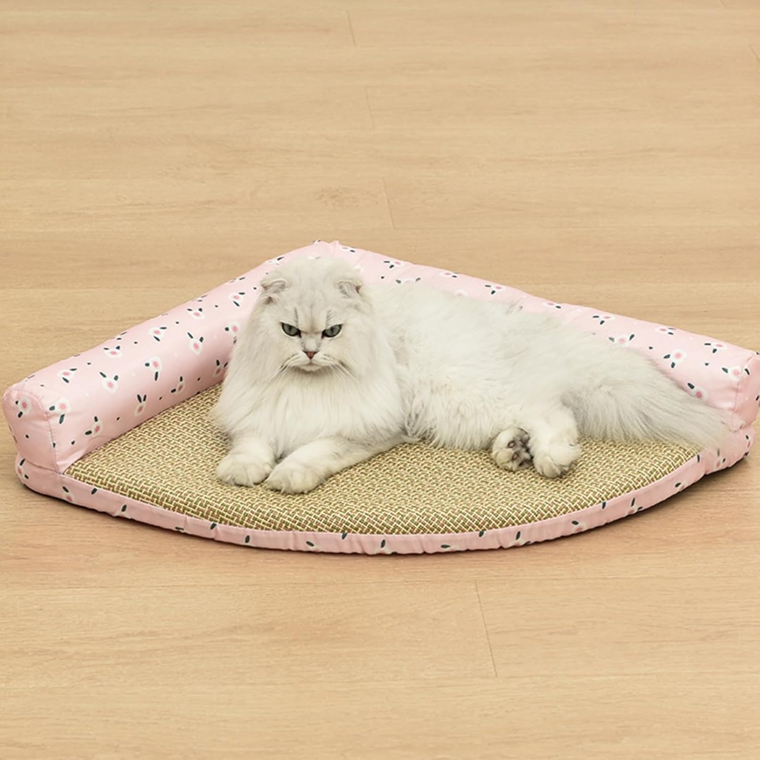 犬 ベッド 猫 ベッド やんわり ペットベッド 枕付き 通気性 クール 涼しい 扇形 ペットクッション 寝床 滑りにくい裏生地 室内 お手入れ簡単 安眠 猫の洞窟ベッド 休憩所 暑さ対策 大型猫 中型