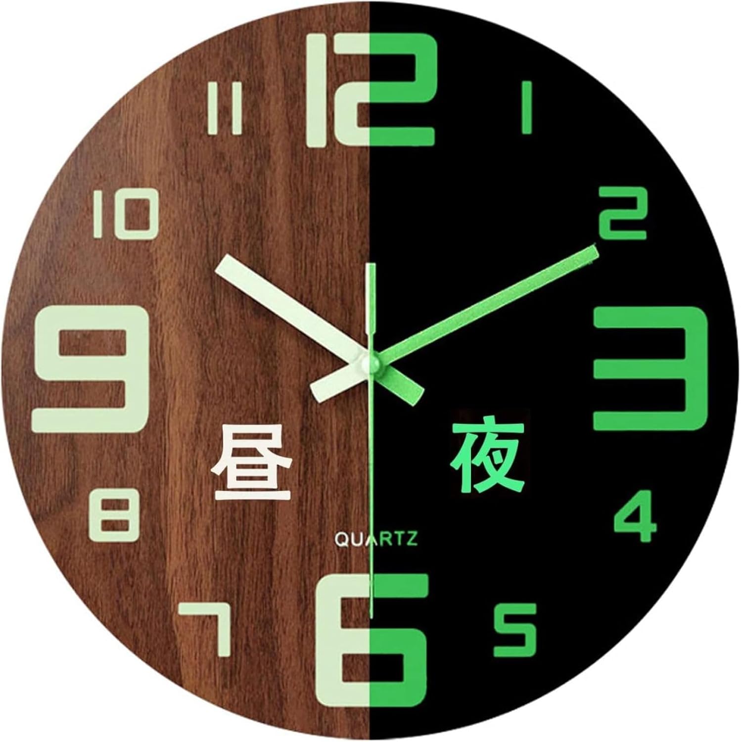 夜光 掛時計 木製 かっこ良い 静音 肌理 見分かりやすい 飾り付け時辰儀 非電磁波 差しわたし30糎 蓄光 螢光 暗くなると自動小銃で光る 分かりやすい 室内装飾 今めかしい 差し上げ物 掛け時計-置き時計・掛け時計-インテリア・寝具・収納